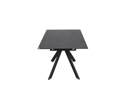 Rossa Matt Black & White Vein Ceramic Extending Dining Table