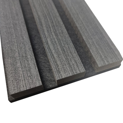 Wood Veneer Acoustic Slatted Wall Panel - Charcoal Black 2.4m x 0.6m (4 Pieces)