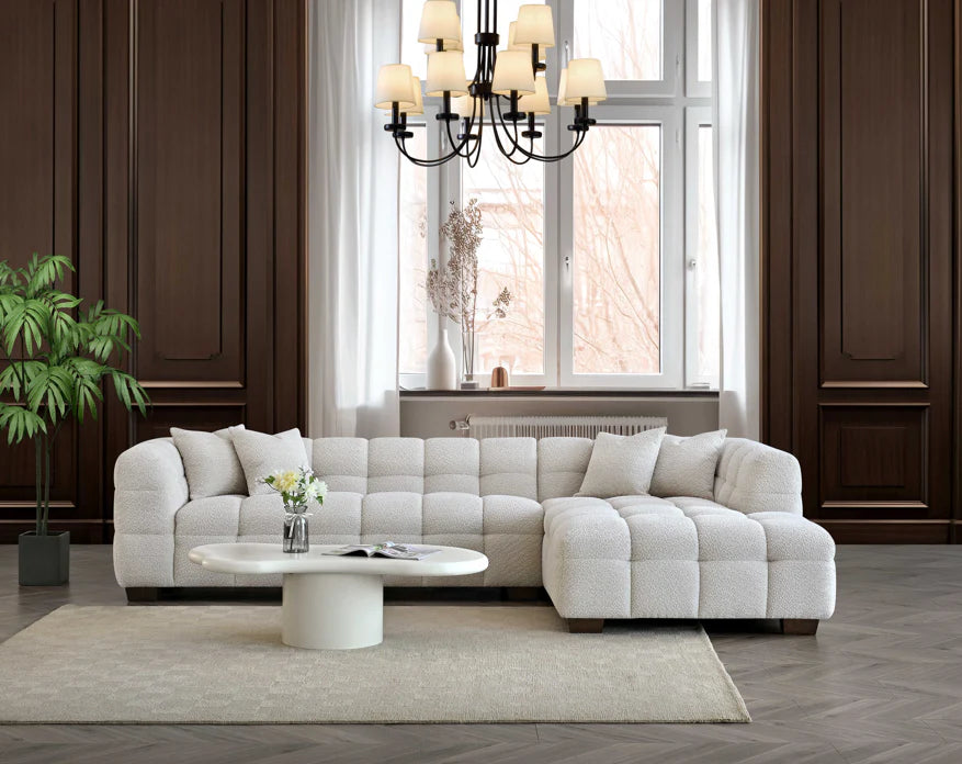 Tribeca Sofa Range in Oatmeal Boucle Fabric