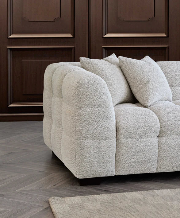 Tribeca Sofa Range in Oatmeal Boucle Fabric