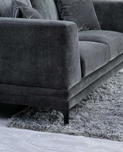 Lenox Sofa Range in Steel Velvet 3 or 2 Seater