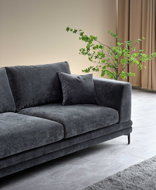 Lenox Sofa Range in Steel Velvet 3 or 2 Seater