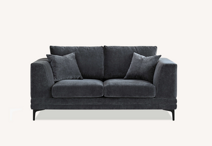 Lenox Sofa Range in Steel Velvet 3 or 2 Seater