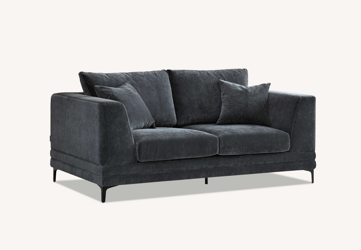 Lenox Sofa Range in Steel Velvet 3 or 2 Seater