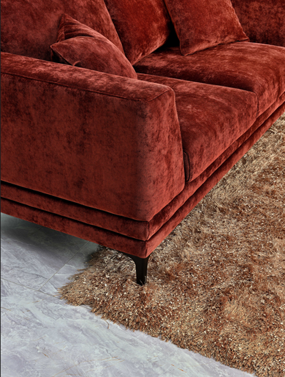 Lenox Sofa Range in Rust Velvet 3 or 2 Seater