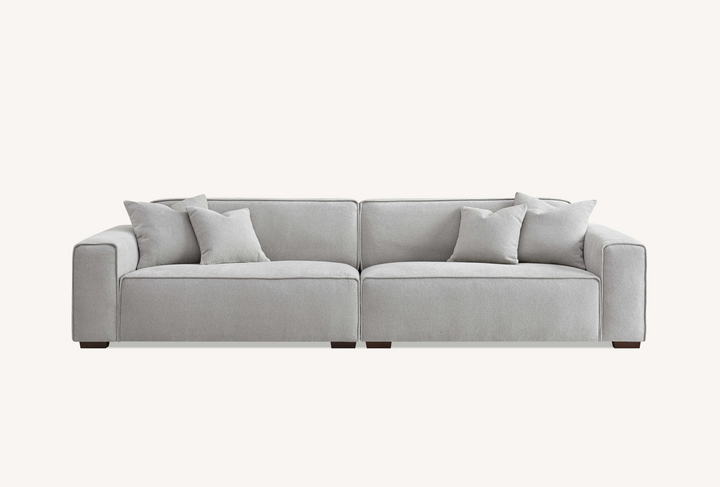 Dakota 4 Seater with Chaise in Pebble Boucle With Footstool