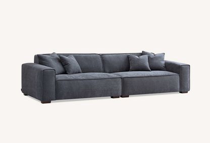 Dakota 4 Seater with Chaise in Charcoal Boucle With Footstool