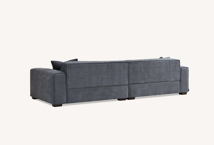 Dakota 4 Seater with Chaise in Charcoal Boucle With Footstool