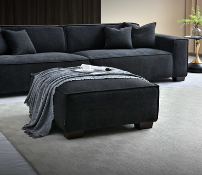 Dakota 4 Seater with Chaise in Midnight Boucle With Footstool