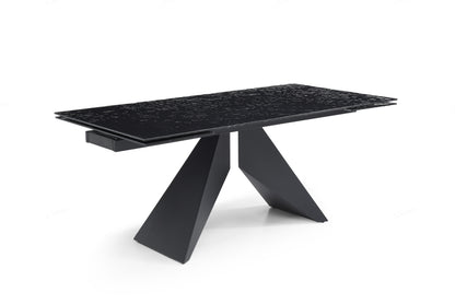 Silux Carbon Black Reinforced Glass Extending Dining Table