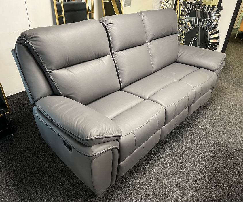 Valarie Leather Sofa 3,2 or 1 Seater Recliner In Grey,Black or Brown