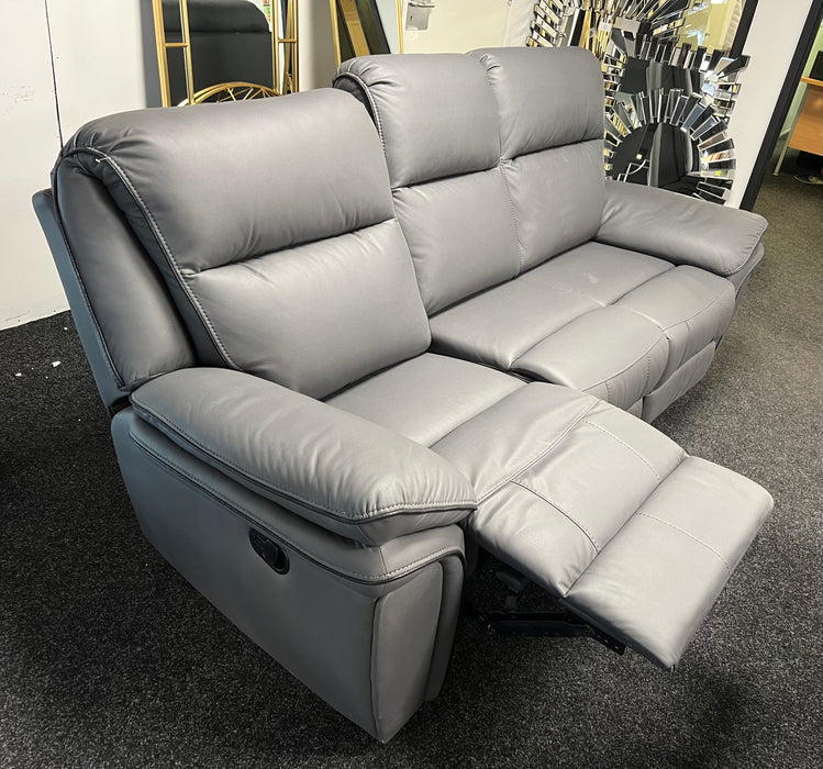 Valarie Leather Sofa 3,2 or 1 Seater Recliner In Grey,Black or Brown