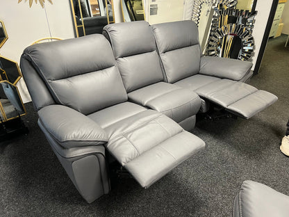 Valarie Leather Sofa 3,2 or 1 Seater Recliner In Grey,Black or Brown