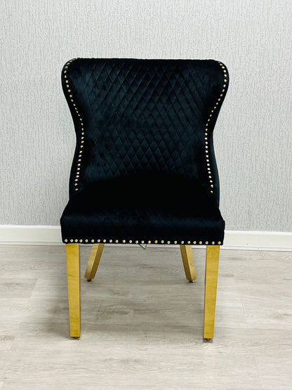 Valentino Black Ring Knocker Gold Velvet Chair