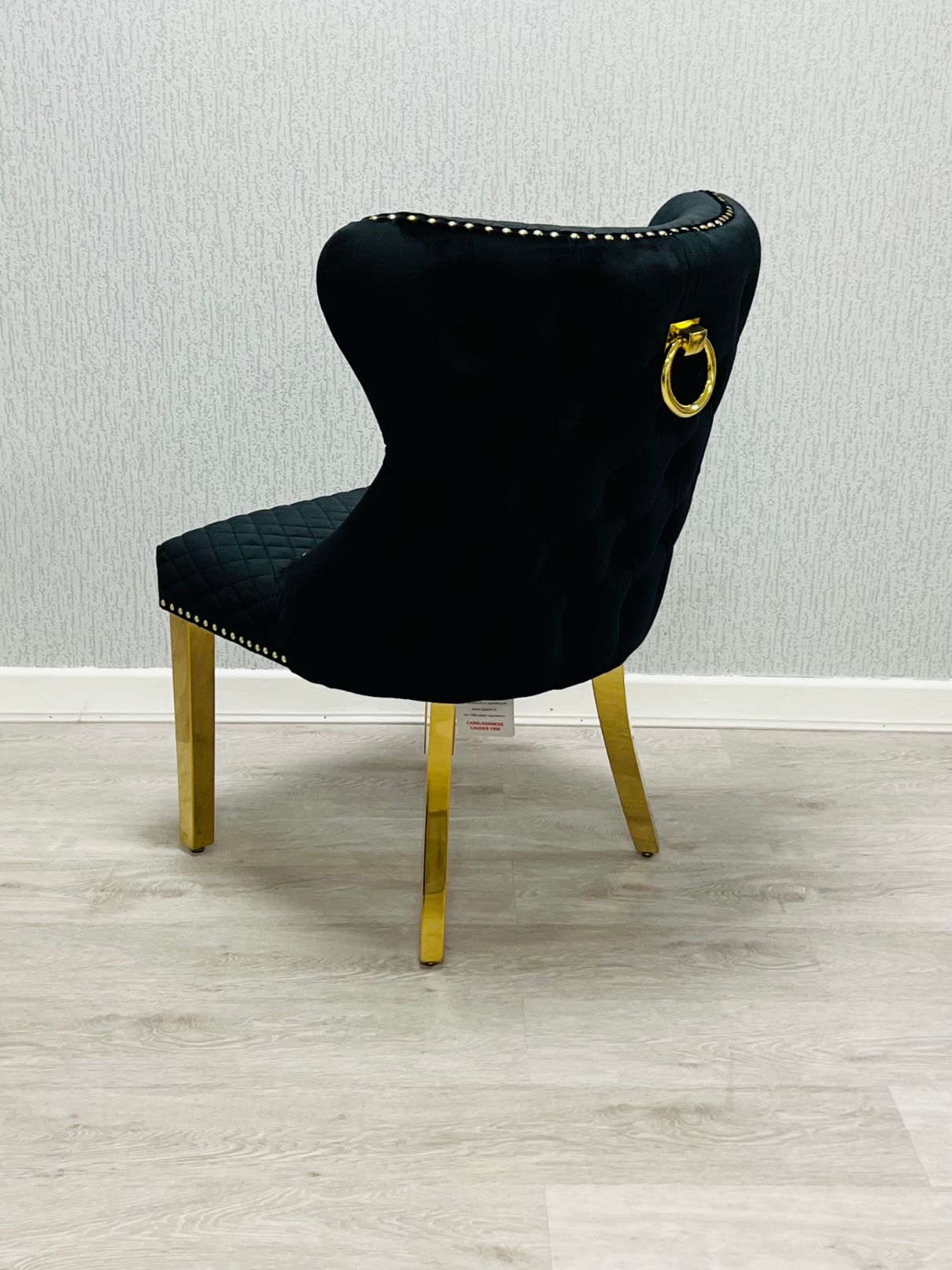 Valentino Black Ring Knocker Gold Velvet Chair