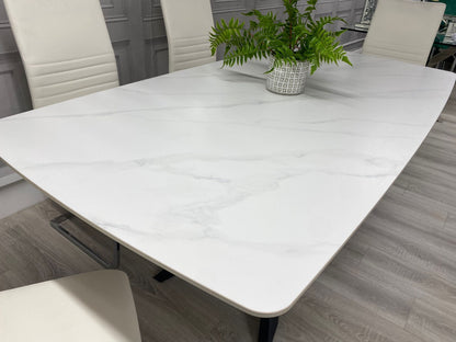 New York White Stone Top Dining Table 140cm