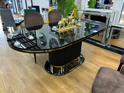 Octavia Black & Gold High Gloss Dining Table 2M