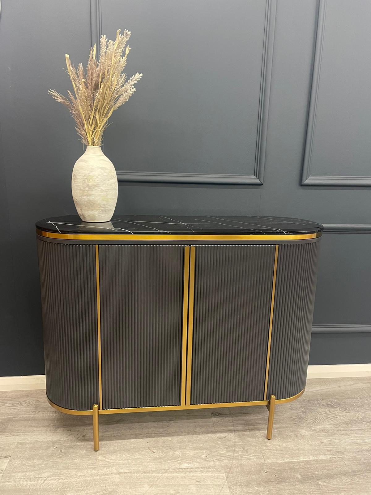 Dalia Ribbed Furniture Range - Sideboard - Midnight & Gold