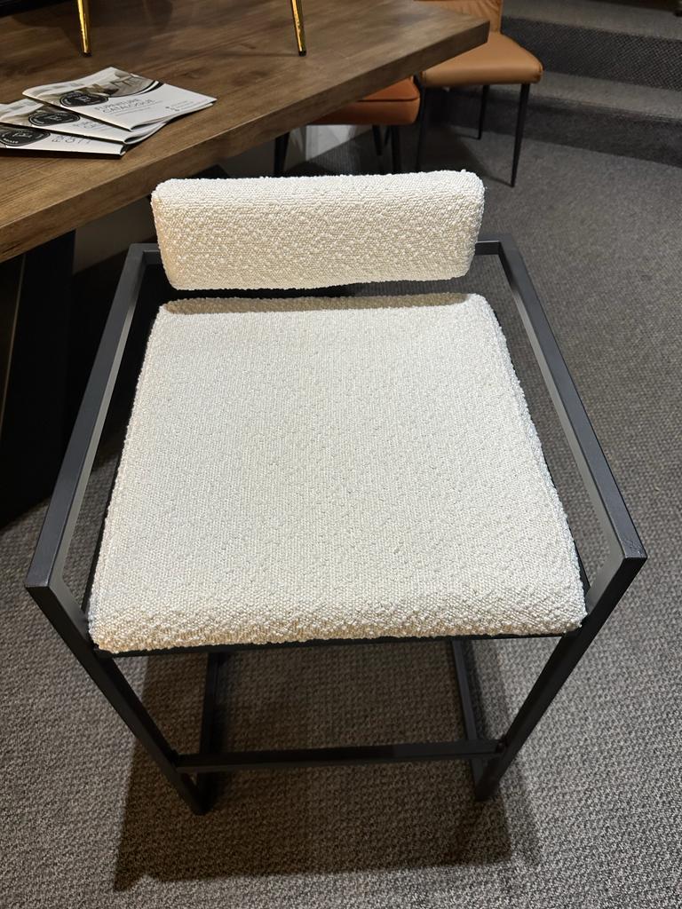 White Boucle Bar Stool