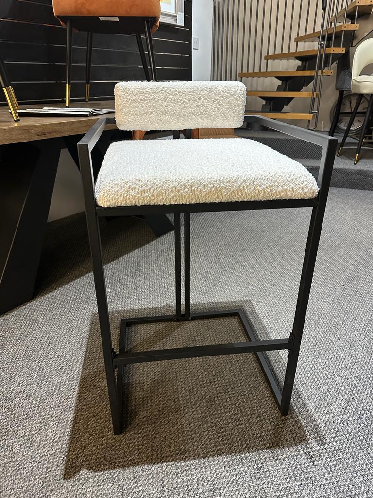 White Boucle Bar Stool