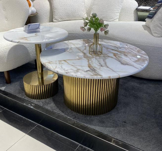Savannah Marble Effect Gold Coffee Table Set of 2