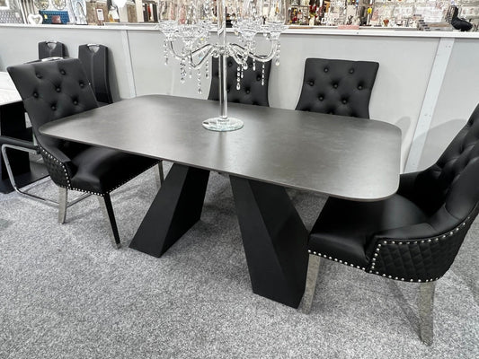 A Shape Black Ceramic Dining Table 160cm - MyForeverFurnishings
