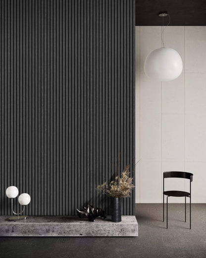 Acoustic Slat Wall Panel 2.4m x 0.6m – Charcoal Black - MyForeverFurnishings