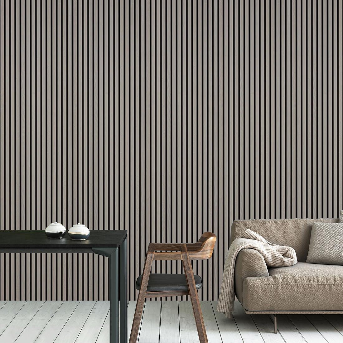 Acoustic Slat Wall Panel 2.4m x 0.6m – Grey - MyForeverFurnishings