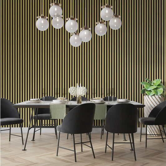 Acoustic Slat Wall Panel 2.4m x 0.6m – Metallic Gold - MyForeverFurnishings