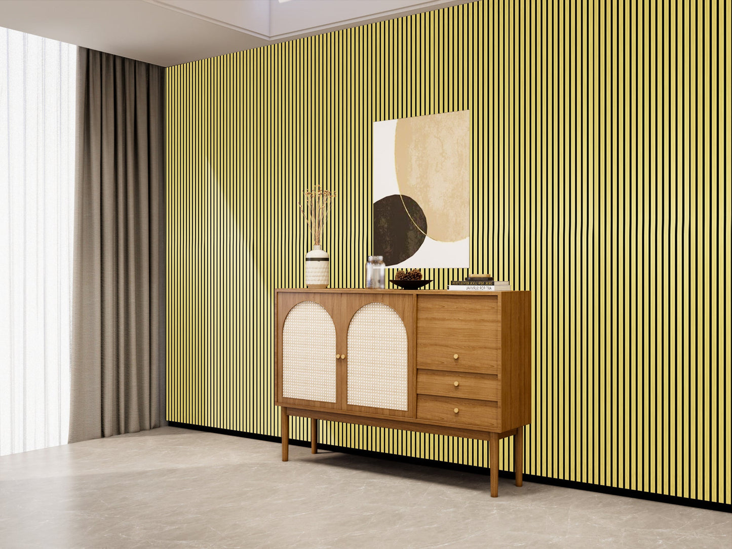 Acoustic Slat Wall Panel 2.4m x 0.6m – Metallic Gold - MyForeverFurnishings