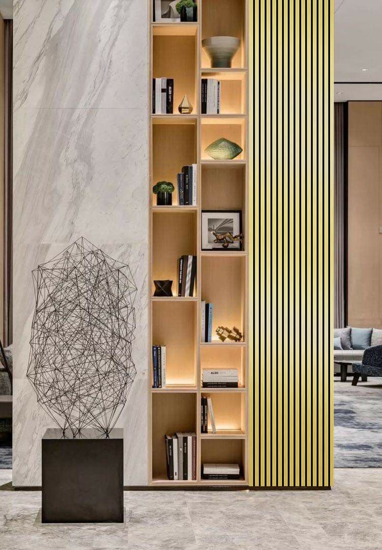 Acoustic Slat Wall Panel 2.4m x 0.6m – Metallic Gold - MyForeverFurnishings