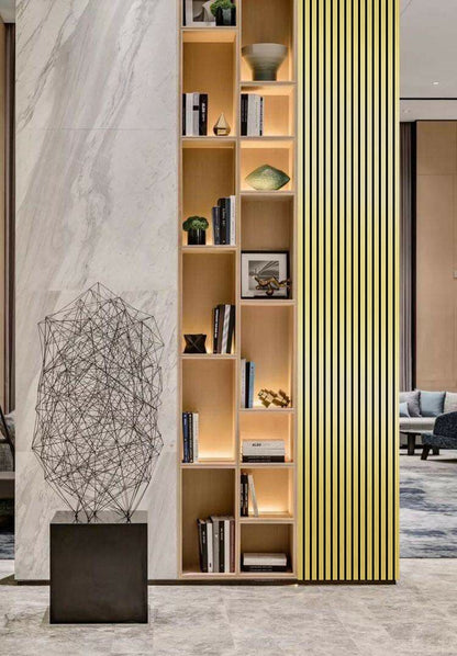 Acoustic Slat Wall Panel 2.4m x 0.6m – Metallic Gold - MyForeverFurnishings