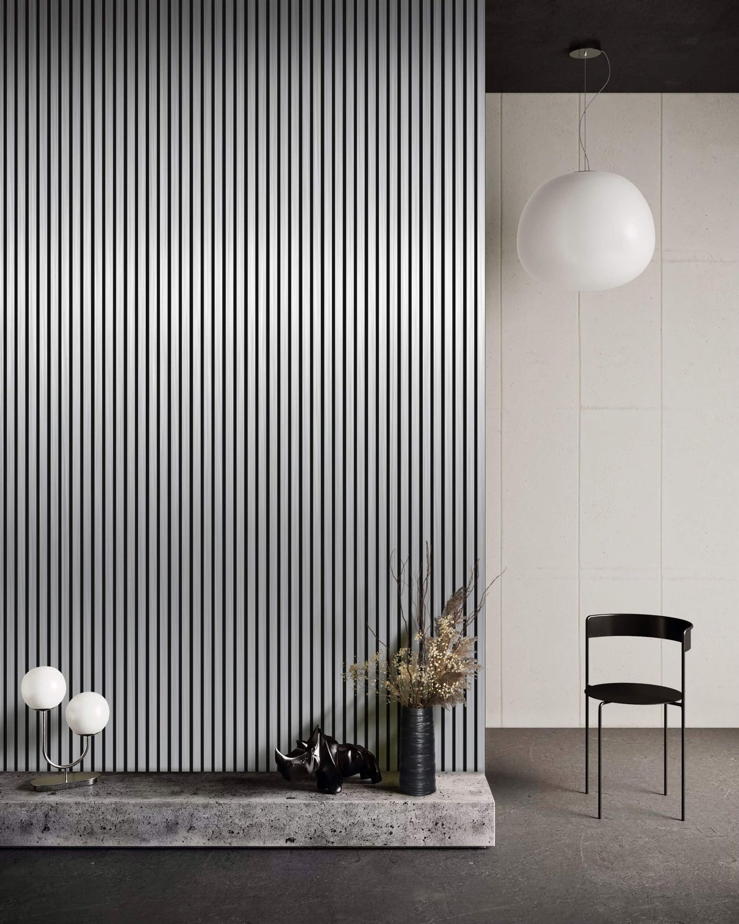 Acoustic Slat Wall Panel 2.4m x 0.6m – Metallic Silver - MyForeverFurnishings