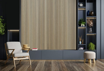 Acoustic Slat Wall Panel 2.4m x 0.6m – Oak - MyForeverFurnishings