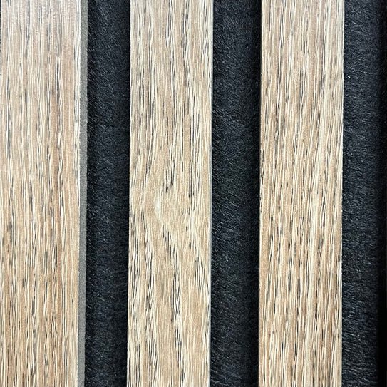 Acoustic Slatted Wall Panel - Natural Oak 2.4m x 0.6m (4 Pieces) - MyForeverFurnishings