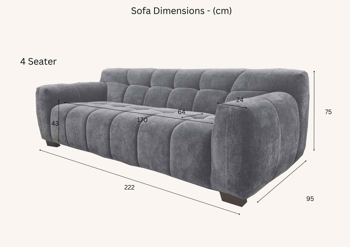 Aluxo Harlem Sofa Range in Steel Velvet - MyForeverFurnishings