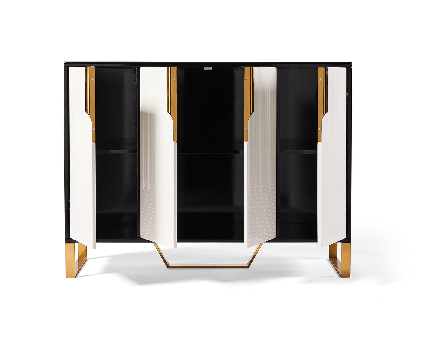 Amal Ribbed Furniture Range - Sideboard - Black, White & Gold - MyForeverFurnishings