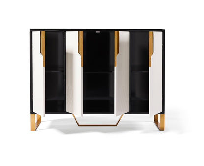 Amal Ribbed Furniture Range - Sideboard - Black, White & Gold - MyForeverFurnishings