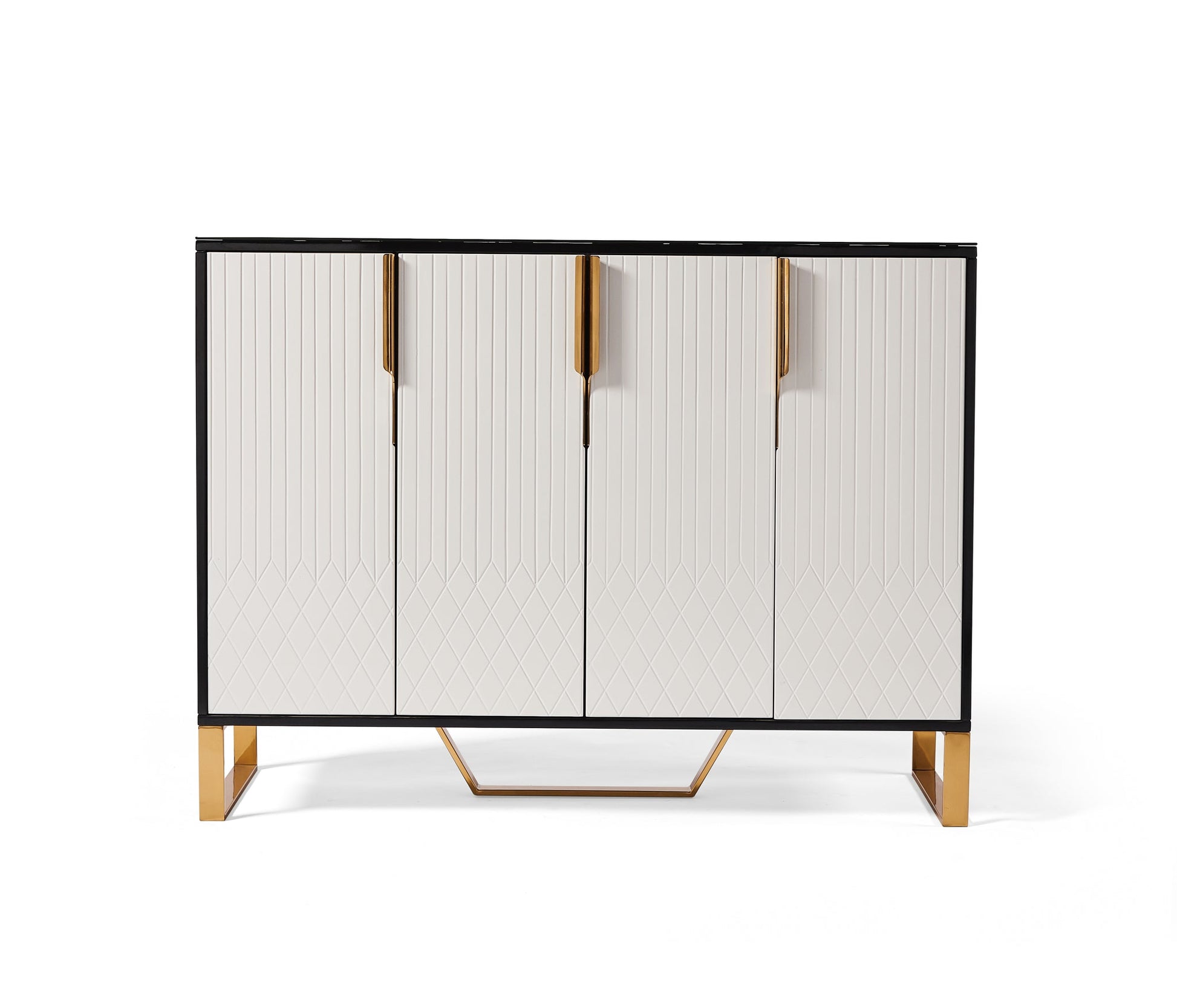 Amal Ribbed Furniture Range - Sideboard - Black, White & Gold - MyForeverFurnishings