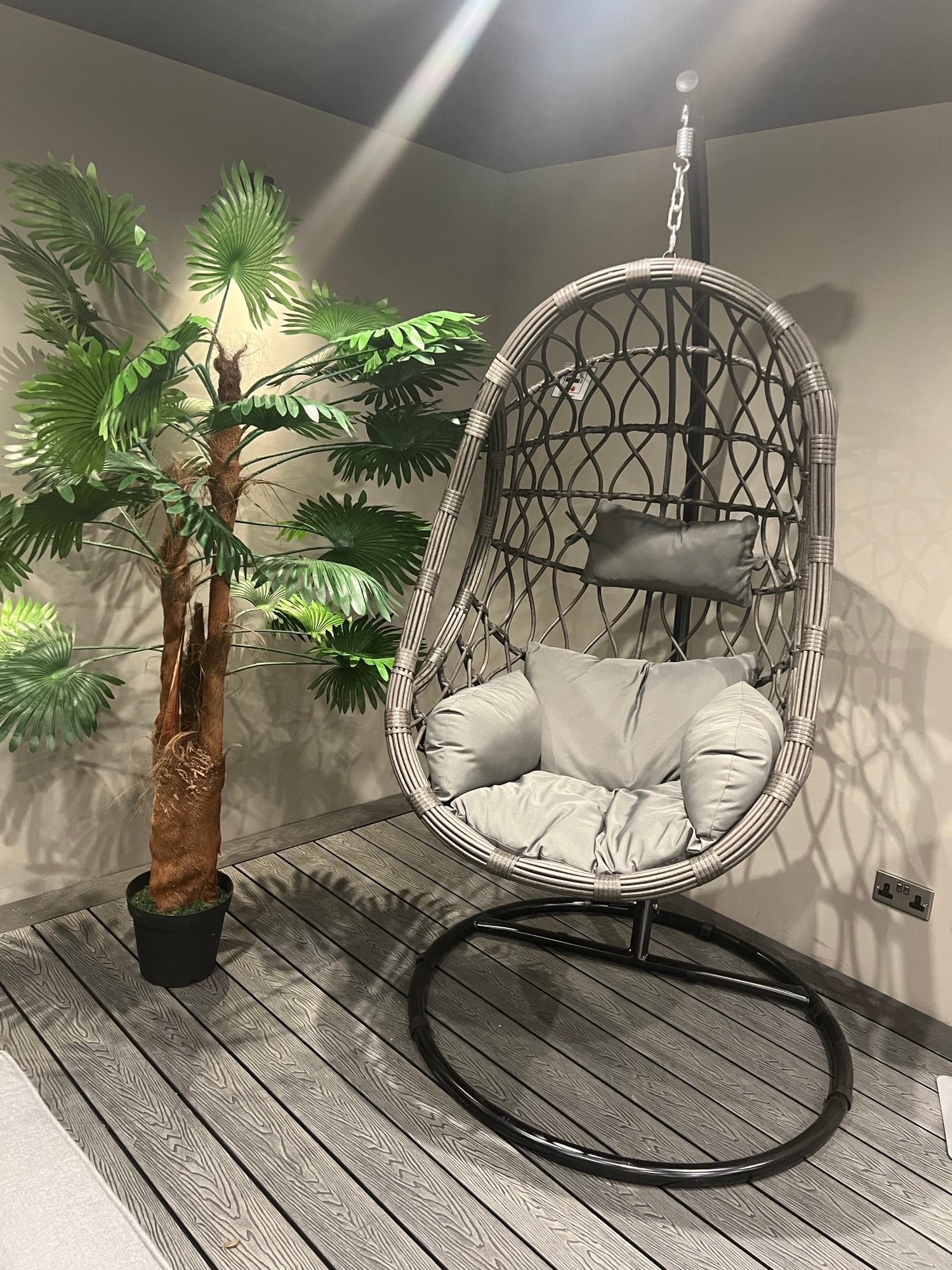 Anastasia - Rattan Hanging Egg Mixed Grey - MyForeverFurnishings