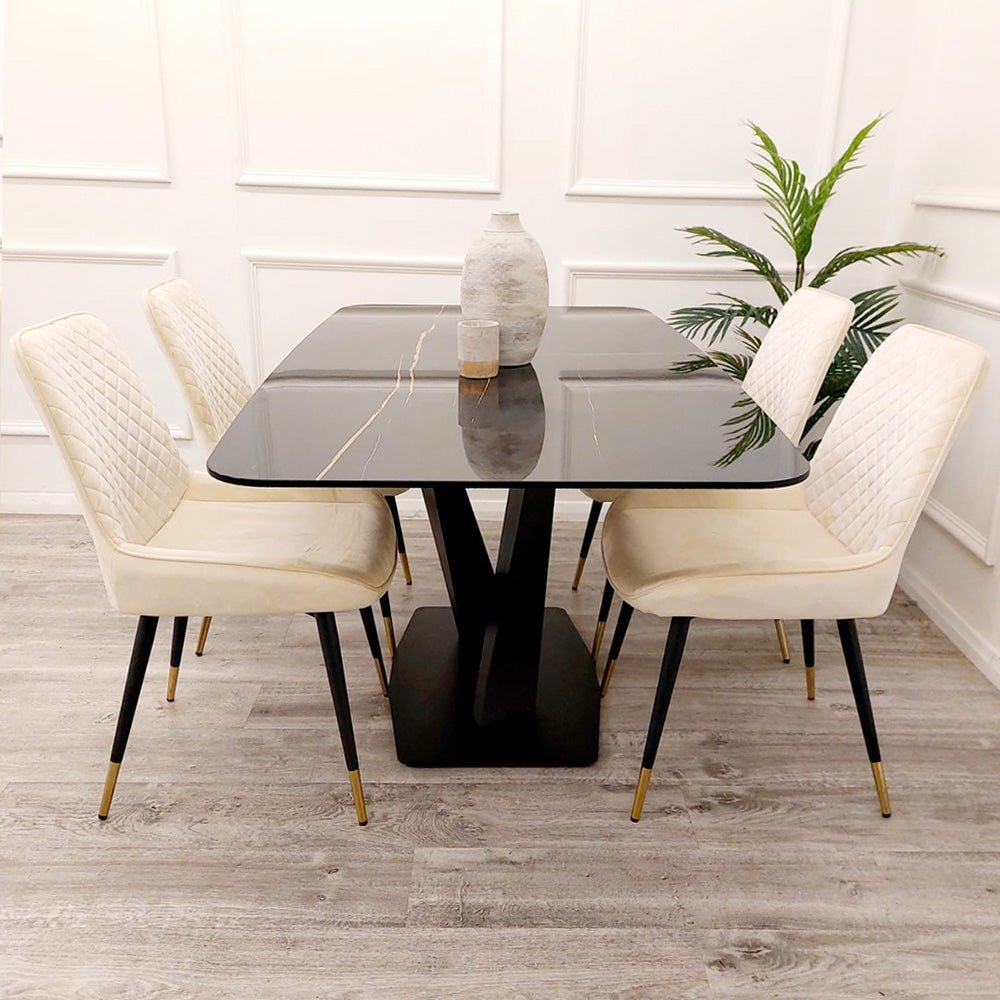 Apollo 1.6M Black Dining Table with Black Sintered Stone - MyForeverFurnishings