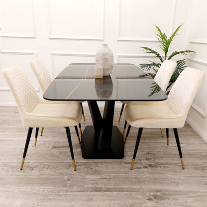 Apollo 1.6M Black Dining Table with Black Sintered Stone - MyForeverFurnishings