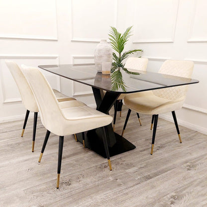 Apollo 1.6M Black Dining Table with Black Sintered Stone - MyForeverFurnishings