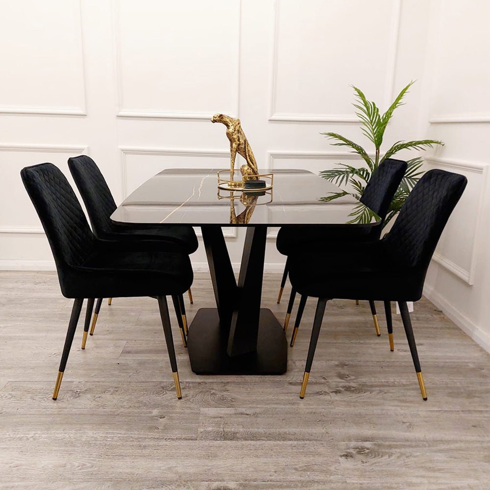 Apollo 1.6M Black Dining Table with Black Sintered Stone - MyForeverFurnishings