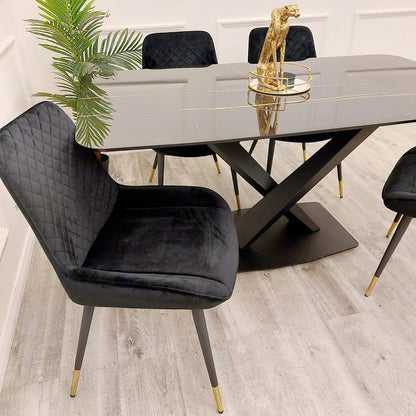 Apollo 1.6M Black Dining Table with Black Sintered Stone - MyForeverFurnishings