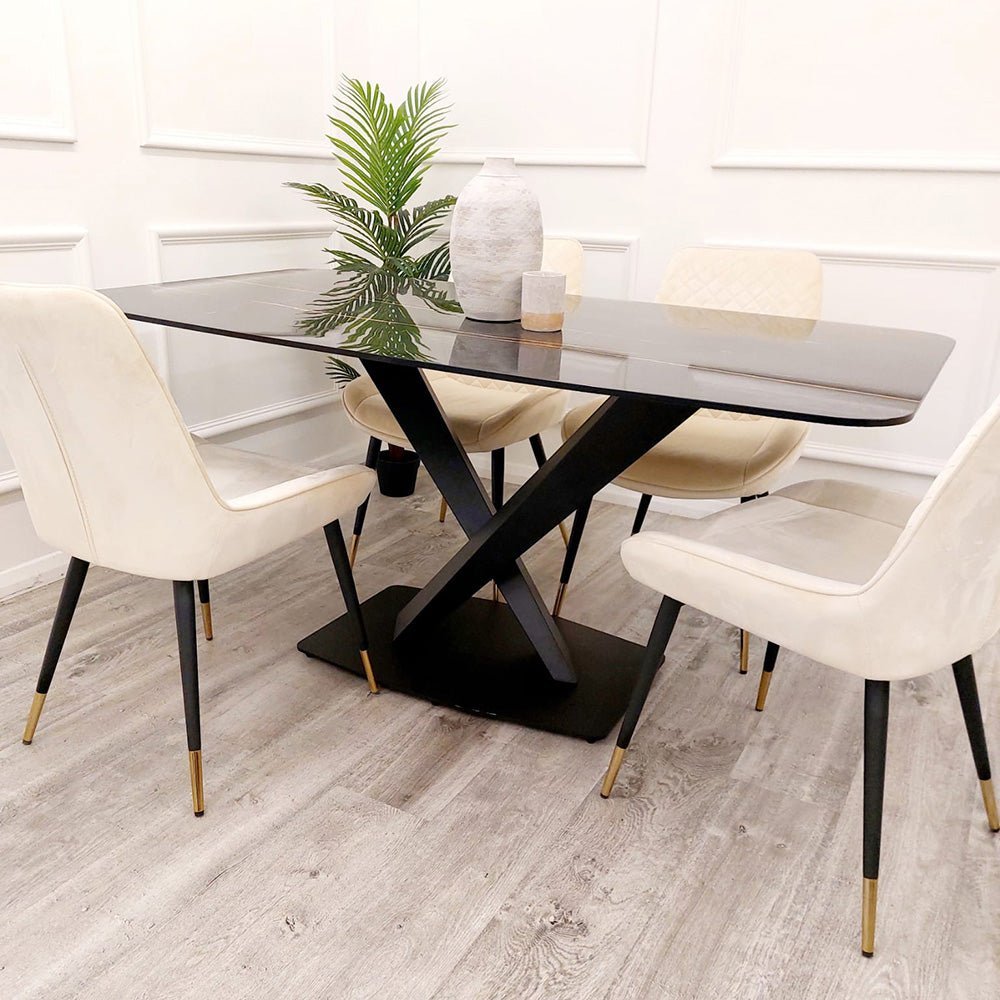 Apollo 1.6M Black Dining Table with Black Sintered Stone - MyForeverFurnishings