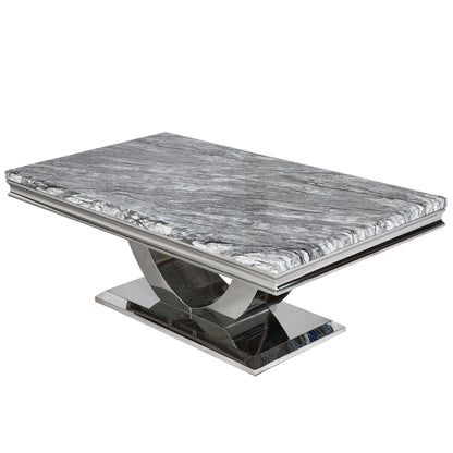 Arial 130CM Marble & Chrome Coffee Table - MyForeverFurnishings