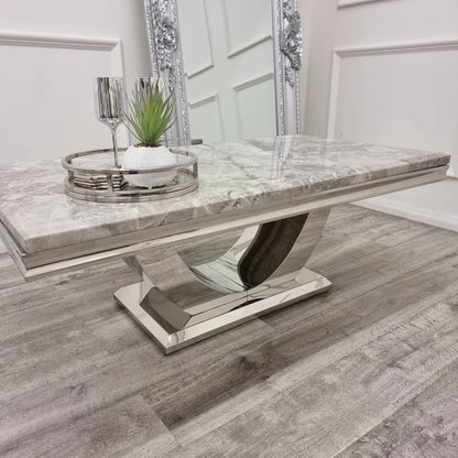 Arial 130CM Marble & Chrome Coffee Table - MyForeverFurnishings