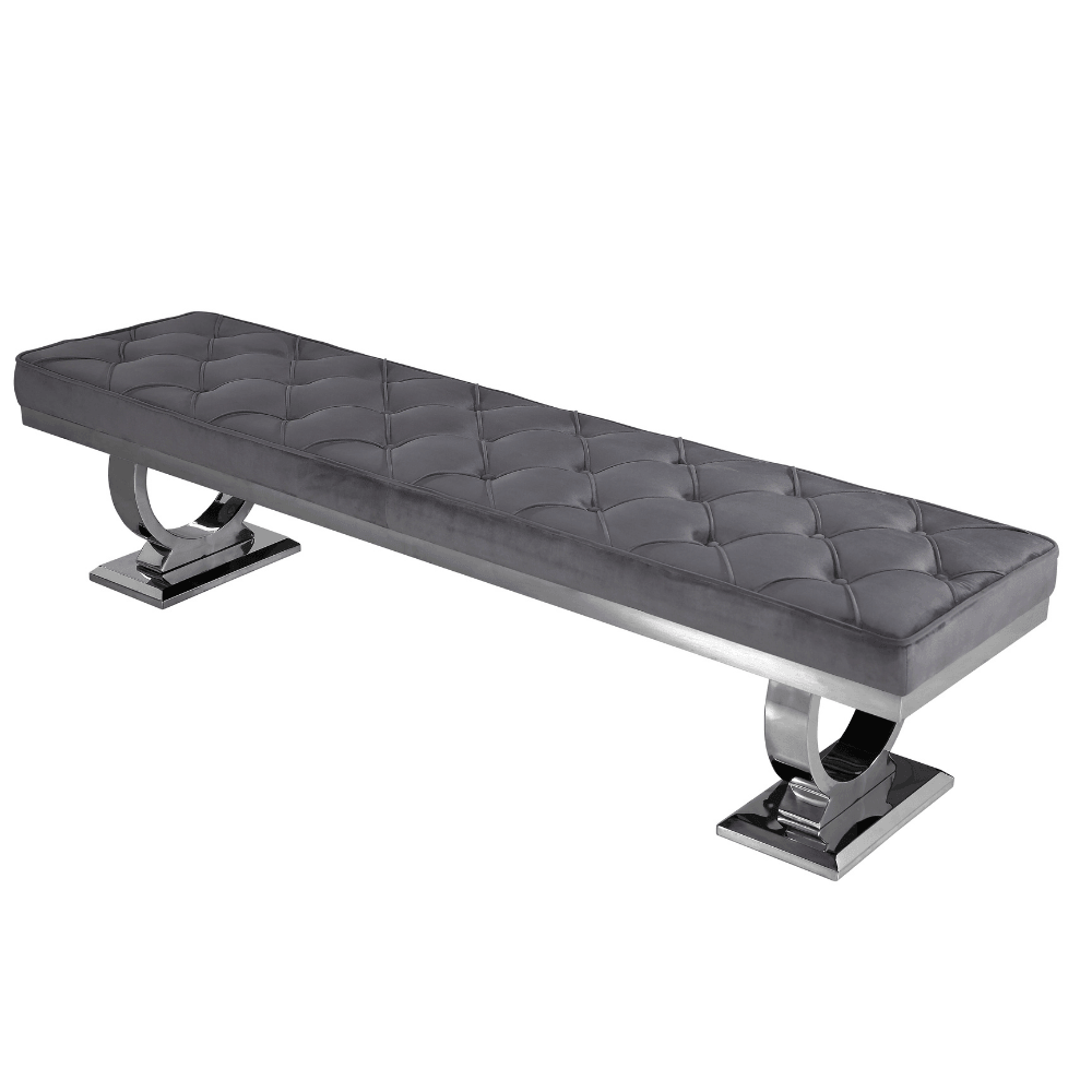 Arianna 170cm Dark Grey Plush Velvet Bench - MyForeverFurnishings