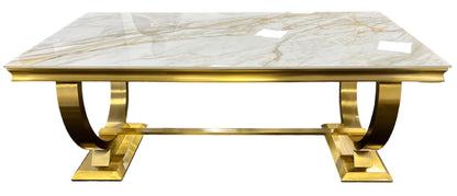 Arianna/Chelsea Gold 180cm Marble/Glass Or Ceramic Dining Table (All Colours) - MyForeverFurnishings